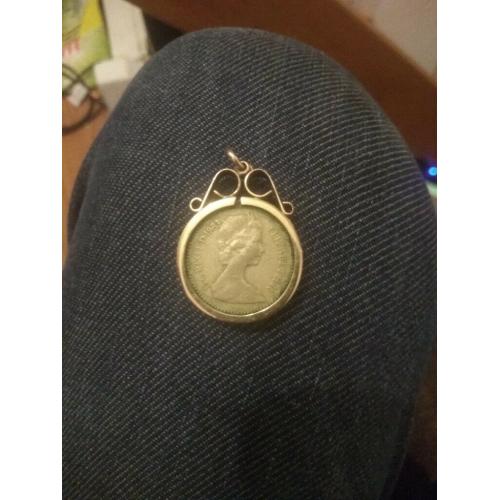 One off double headed pound coin pendant