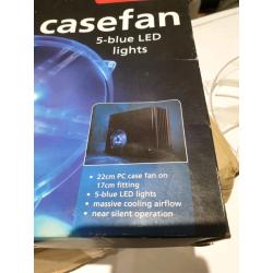 2 x Brand new 22cm 220mm Akasa blue led computer case fan