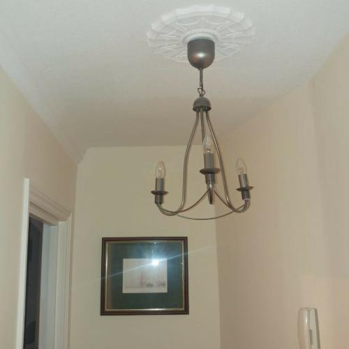 Pair silver hanging lights