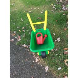 Child?s toy gardening set (mower/barrow/can)