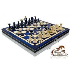 Lovely Blue KINGDOM Chess & Draughts 35cm / 13.8in Original Product from Master Of Chess