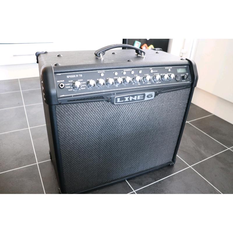 Line 6 spider IV 75 and left handed westwood electric guitar